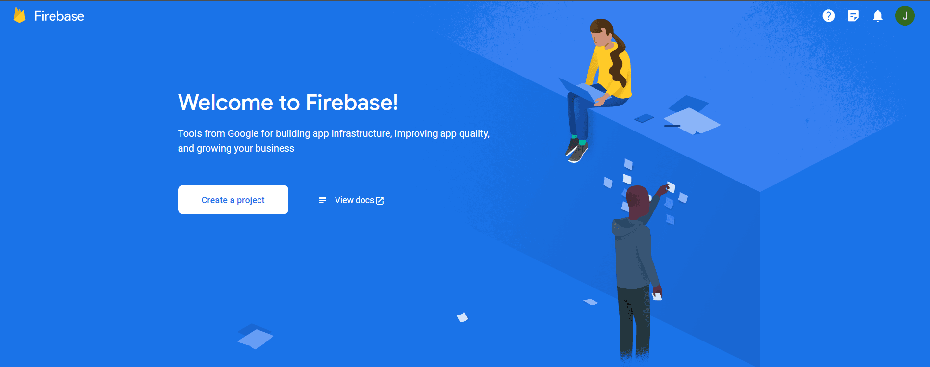firebase dashboard page