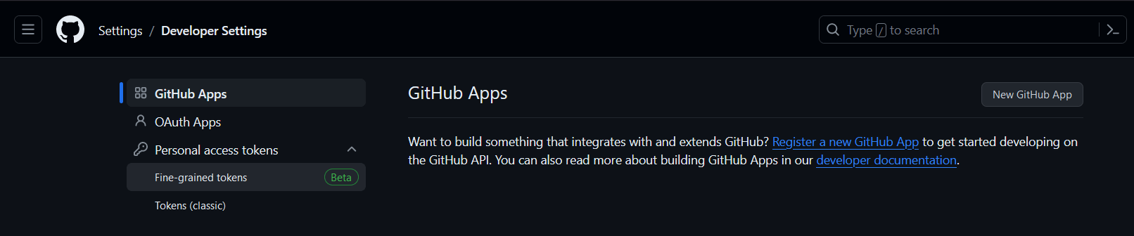 github developer setting