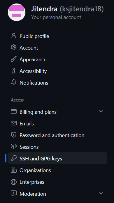 ssh option in access