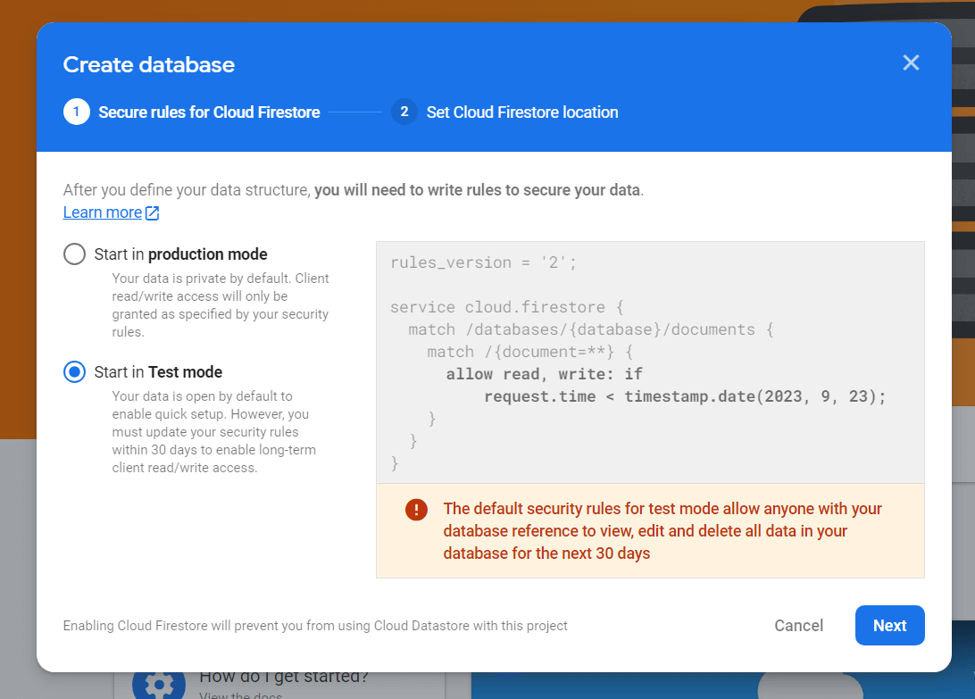 google auth page firebase