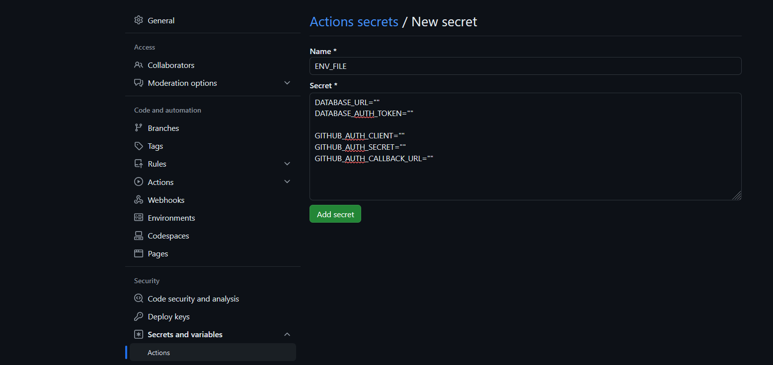 Github Actions Secret