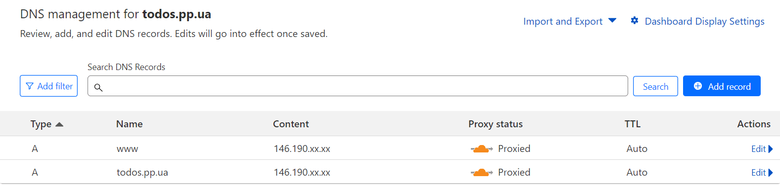 dns setup