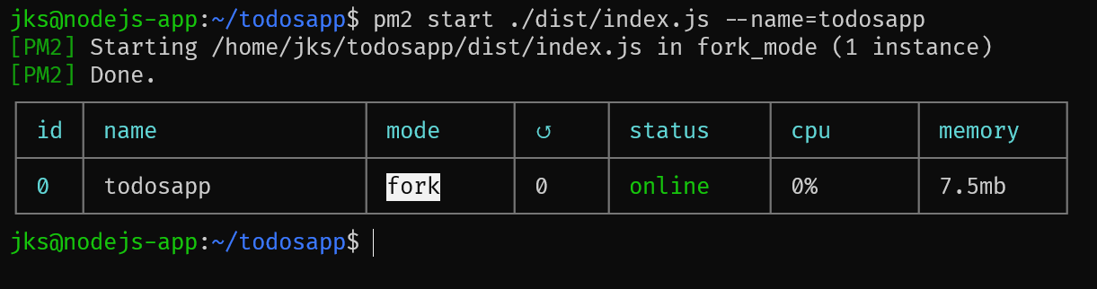 pm2 output